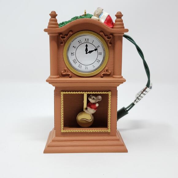1994 Hallmark Clock w/ Pendulum Holiday Christmas Ornament Display - Picture 2 of 8